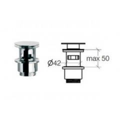 Klik-ventil med overløb - Krom - 50 - 80 mm