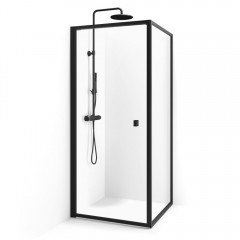 New York - Dør/væg hjørneløsning med sort ramme og fast væg - Forskellige størrelser