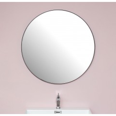 Rund spejl med sort metalramme fra Cassøe - Ø:90cm