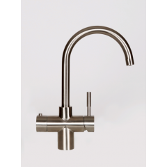 Taurus 4-1 med kogende vand og kølet vand inkl. kalkfilter i børstet stål med rund tud fra AKVATUR